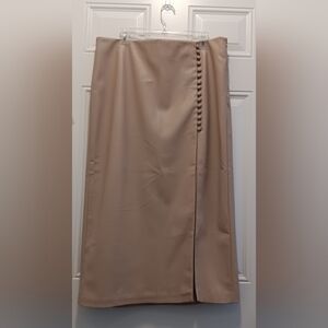 River Island Vegan/ Faux Leather Maxi Skirt Brown- Light Winter Ethnic US 14